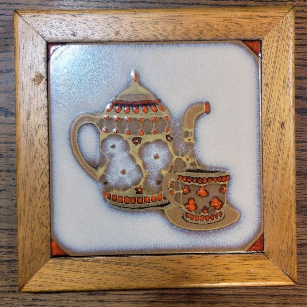 Vintage Southwestern Tile Trivet With Wood Frame